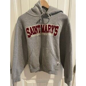 St. Mary's College Pullover Hoodie Sweatshirt Women’s Size S Gray Patches
